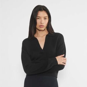 Aritzia wilfred‎ Clara Merino Wool Black Polo Sweater Medium